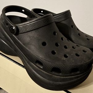 Black "goth" platform Crocs women size 7